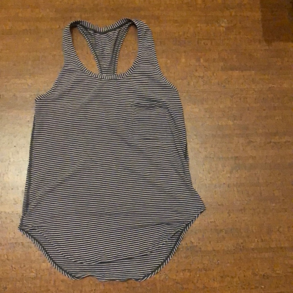 Lululemon striped racer back tank with pocket
